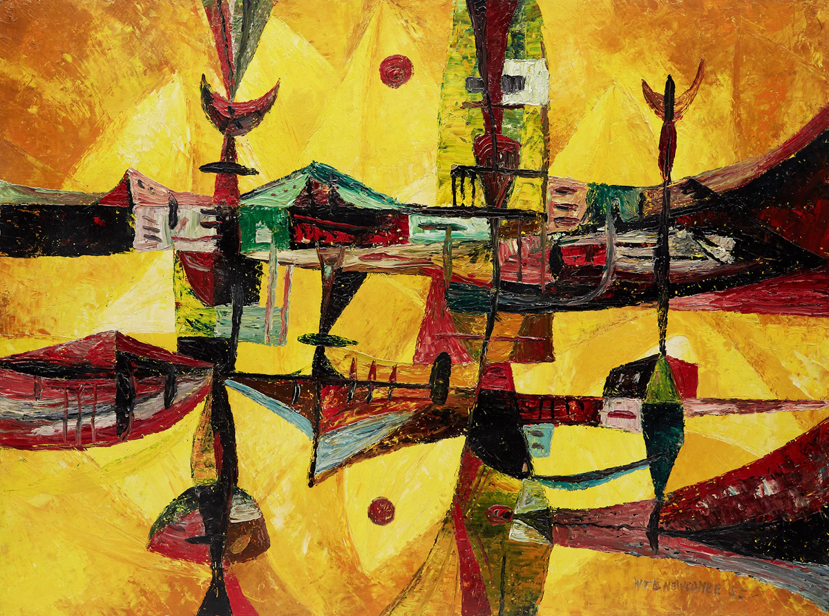 William John Bertram Newcombe, Sun Theme, oil on board, 1955