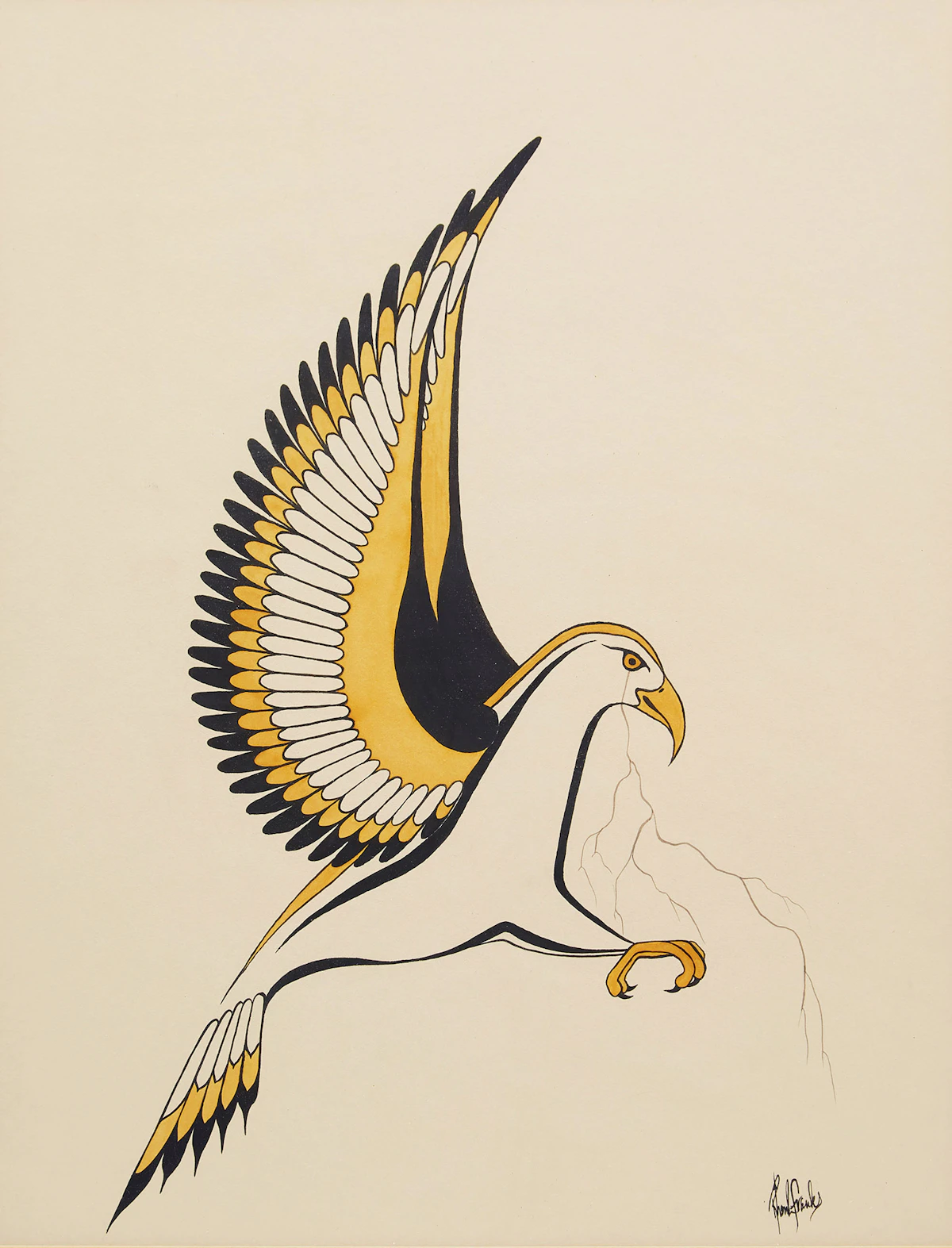 Rhonda Franks, Two Tone Thunderbird, acrylic on paper