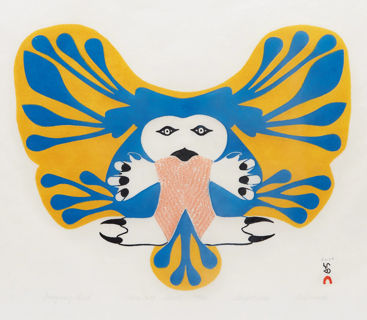 Eliyakota Samualie, Imaginary Bird , stonecut and stencil, 1976