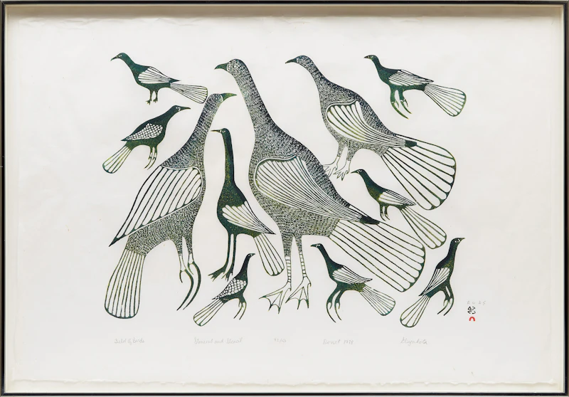 Eliyakota Samualie, Field of Birds, stonecut and stencil, 1978 - view 2
