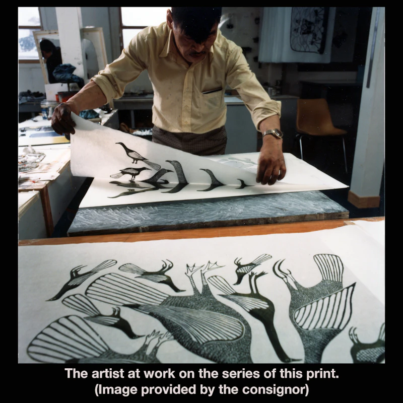 Eliyakota Samualie, Field of Birds, stonecut and stencil, 1978 - view 4