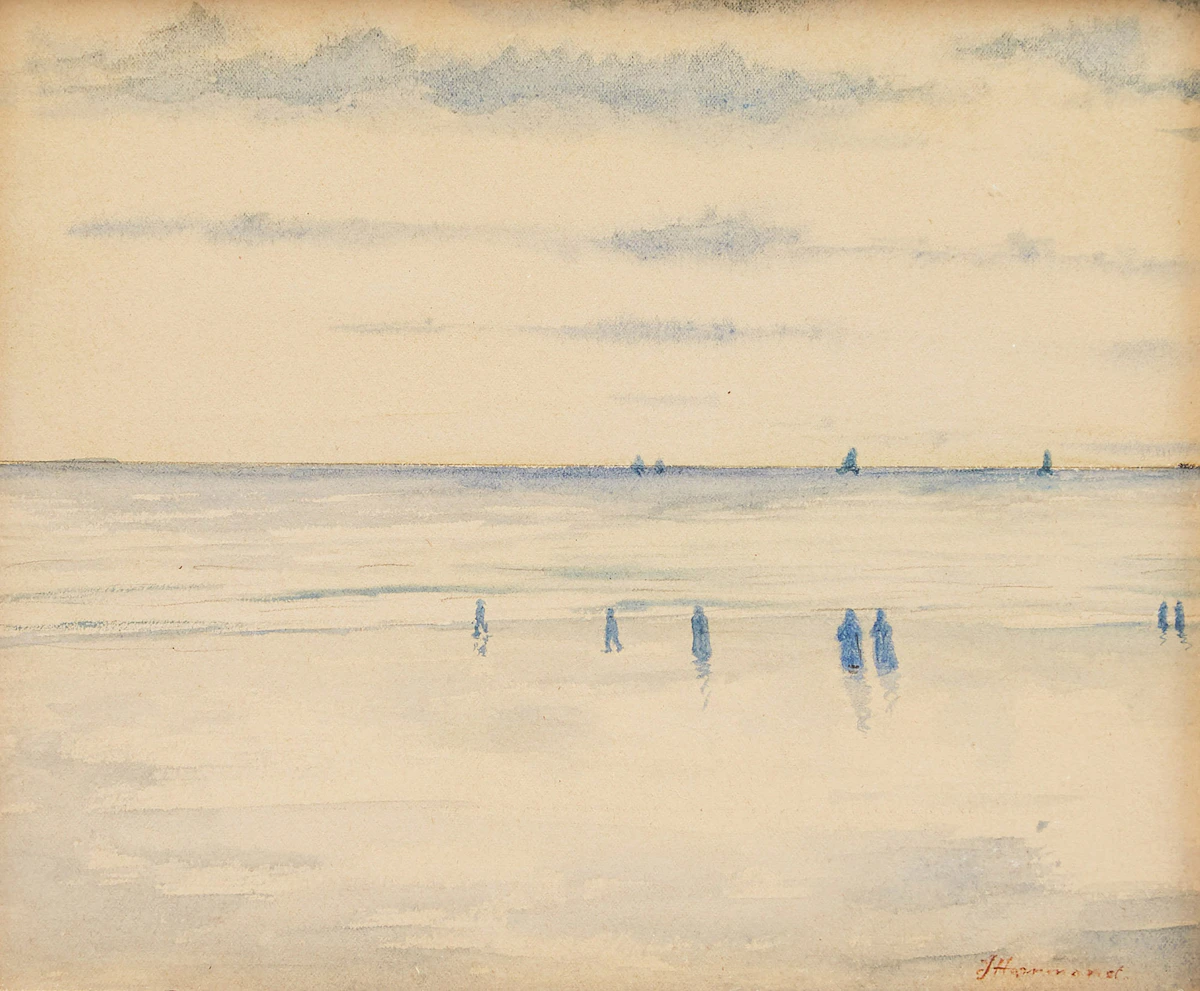 John Hammond, Figures on the Coast, watercolour