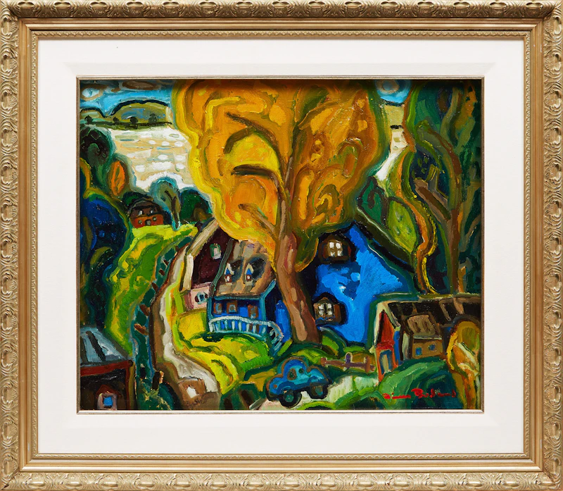 Pierre Bédard, La maison bleu, oil on board - view 2