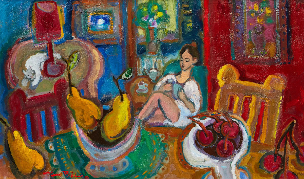 Pierre Bédard, L’art de vivre (Still Life with Figures) , oil on board