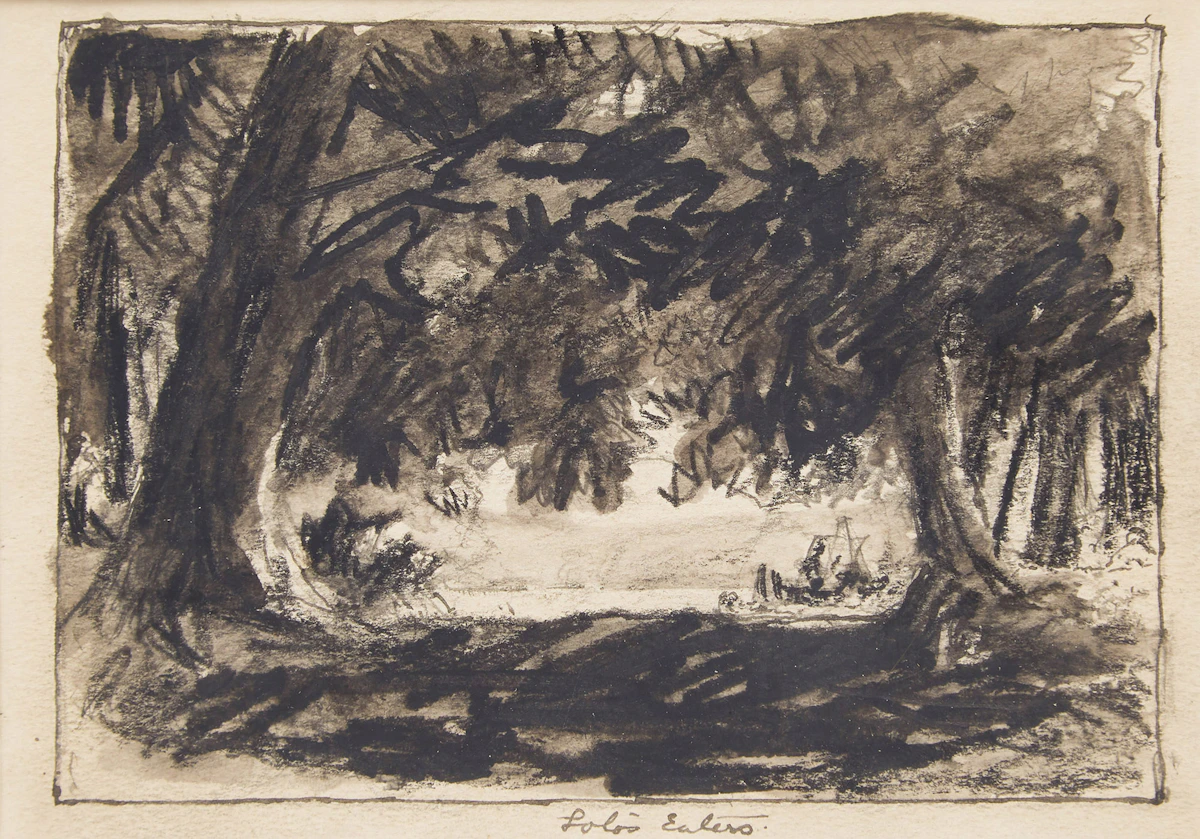 Homer Ransford Watson, Lotos Eaters, mixed media drawing