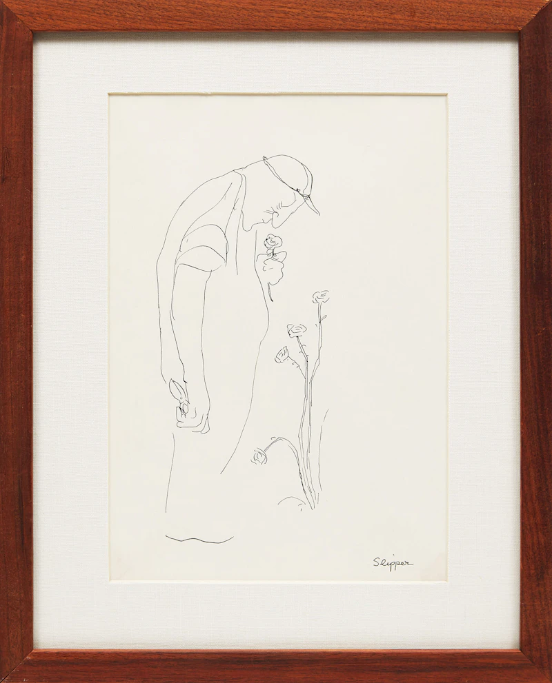 Gary Slipper, Untitled (Picking Roses), ink drawing - view 2