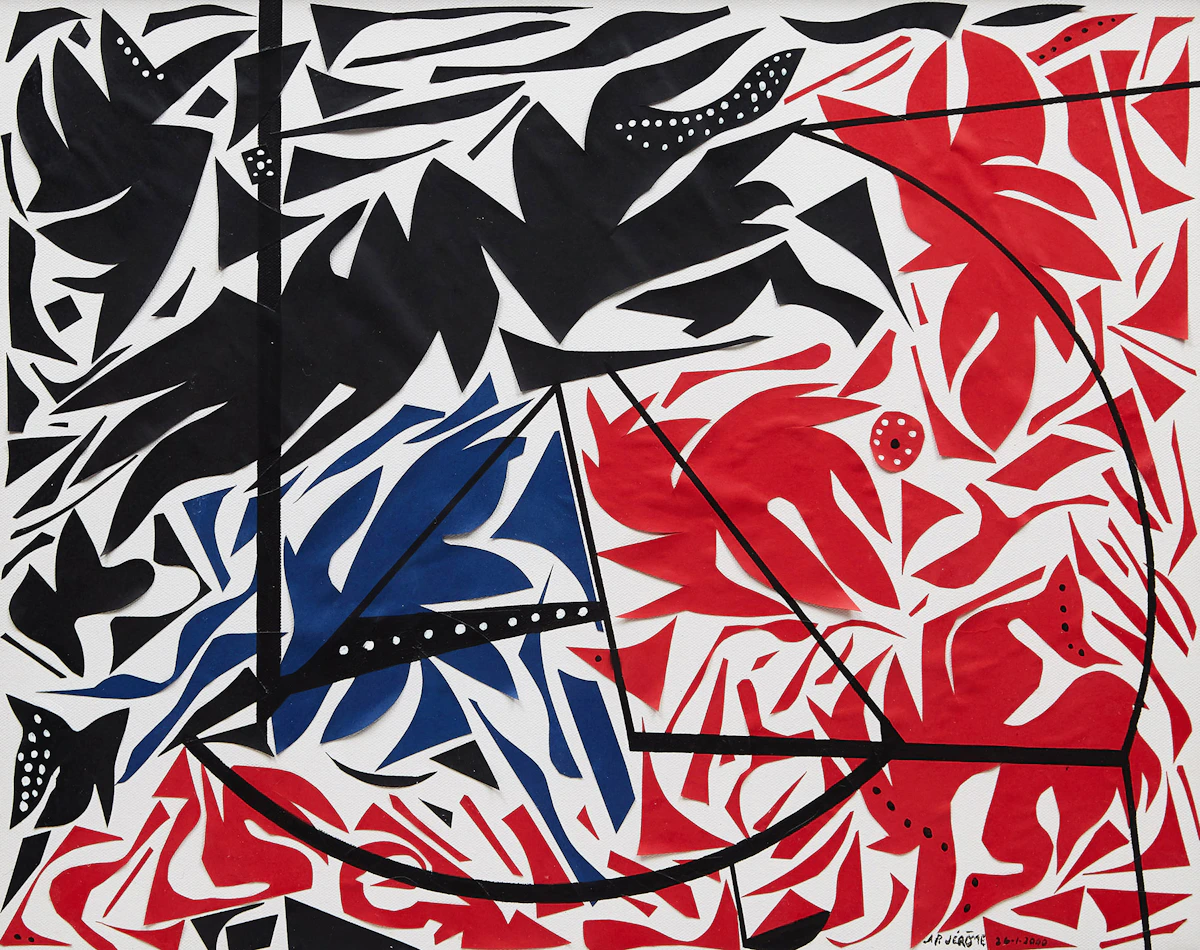 Jean-Paul Jérôme, Cadence-rouge, mixed media on canvas
