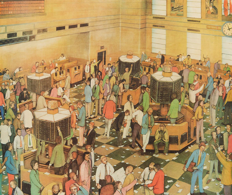 Light Trading Day, Toronto Stock Exchange by William Kurelek