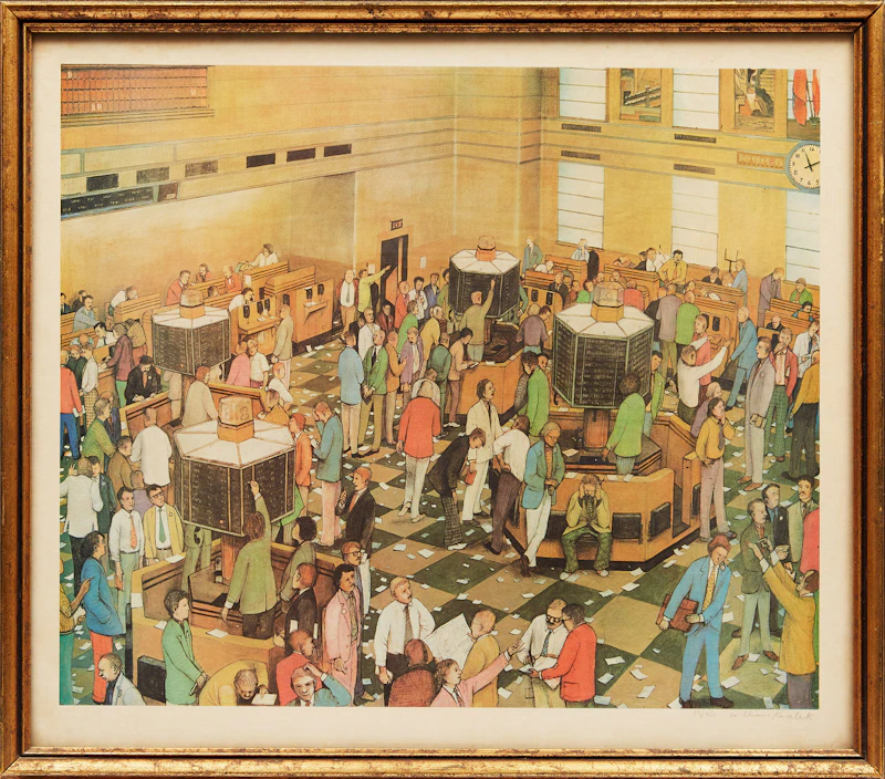 William Kurelek, Light Trading Day, Toronto Stock Exchange, colour lithograph - view 2