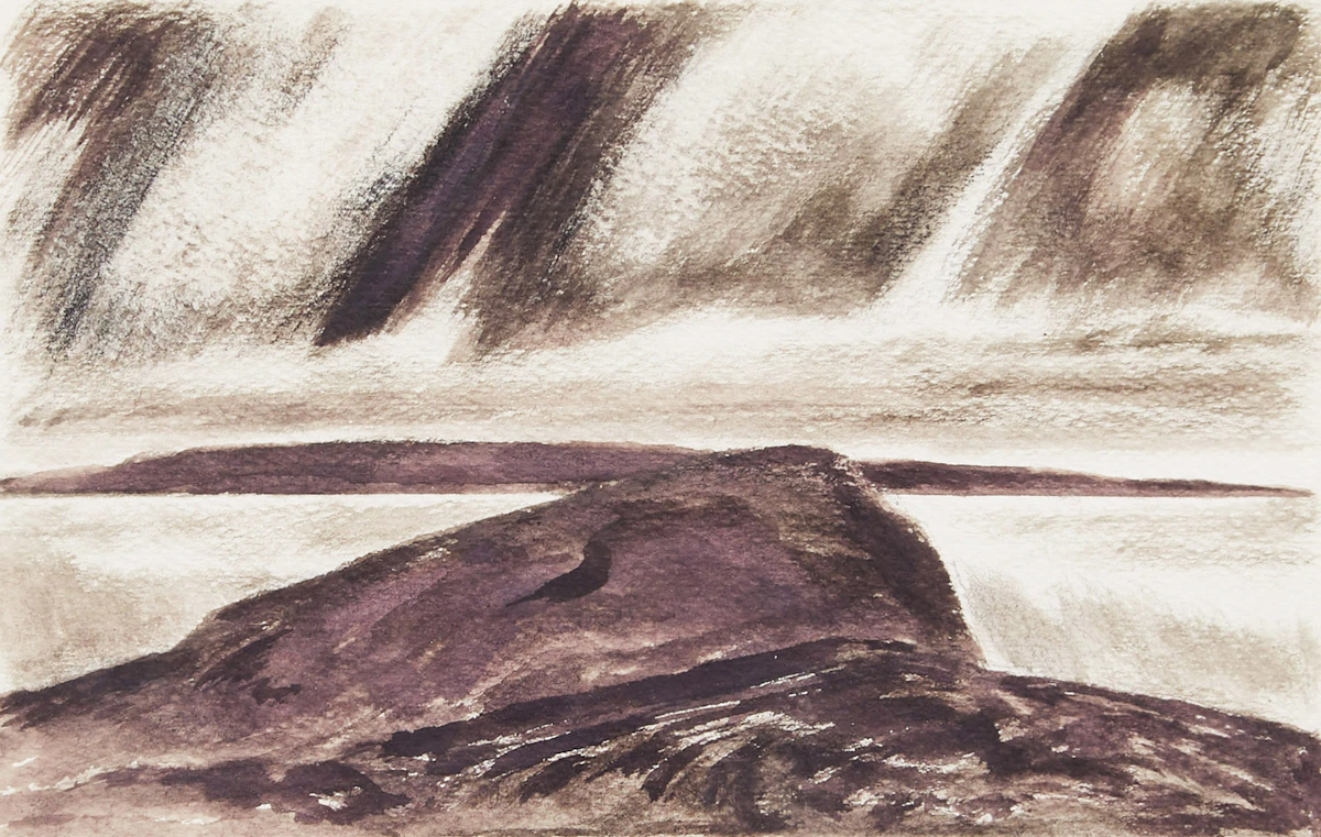 Thoreau MacDonald, Aurora, Black Rays, mixed media on paper, 1979
