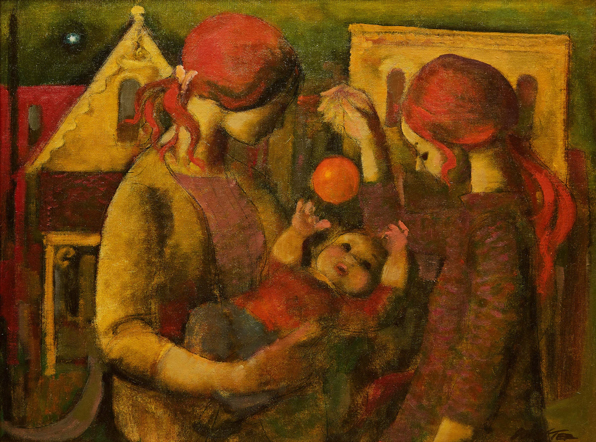 William Arthur Winter, The Orange Ball, oil on canvas board