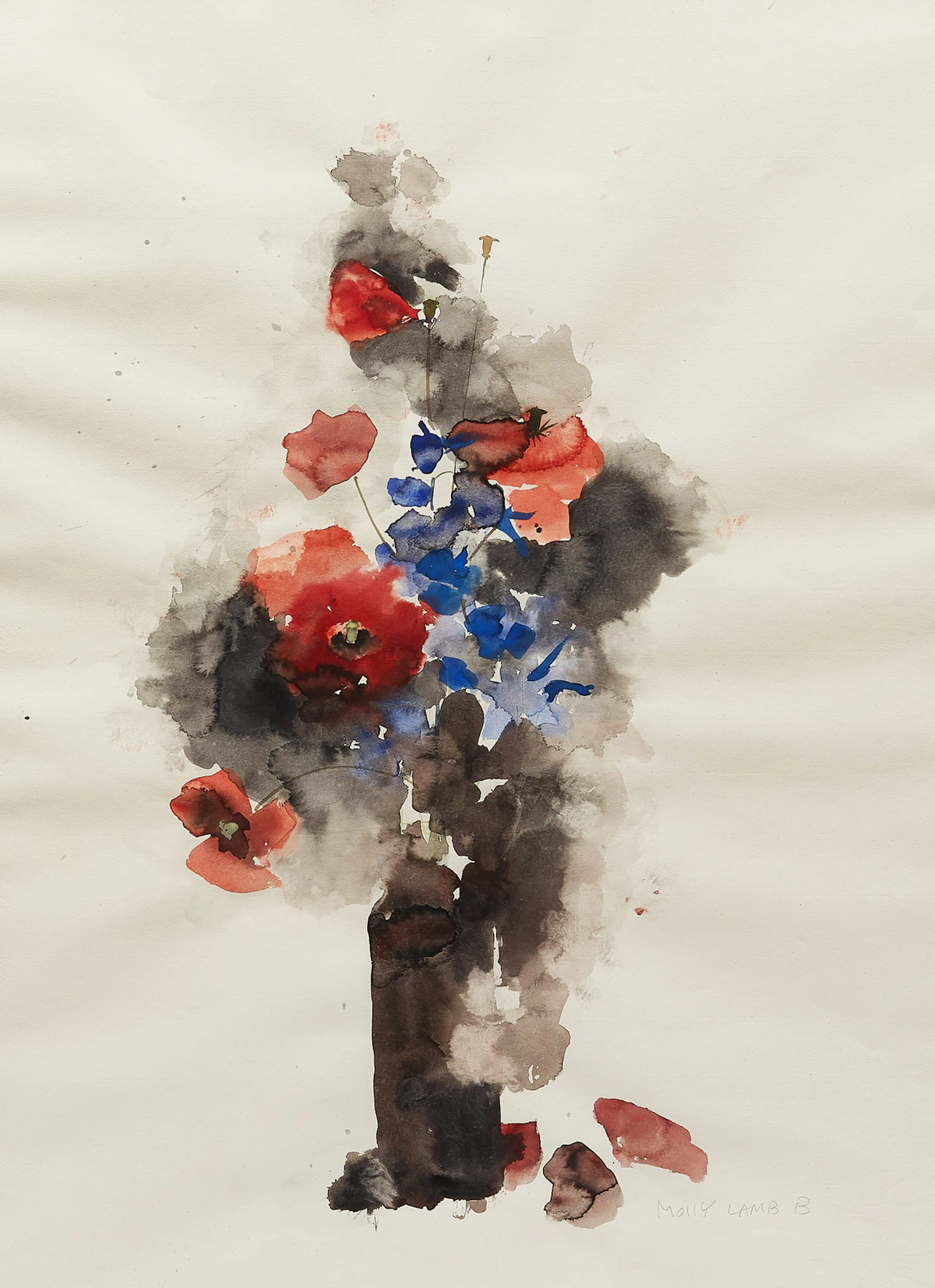 Molly Lamb Bobak, Poppies, watercolour