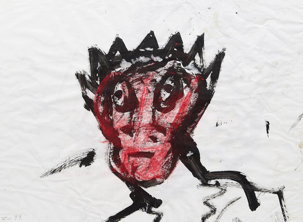 John Scott, Crowned Portrait , ink on paper, 1999