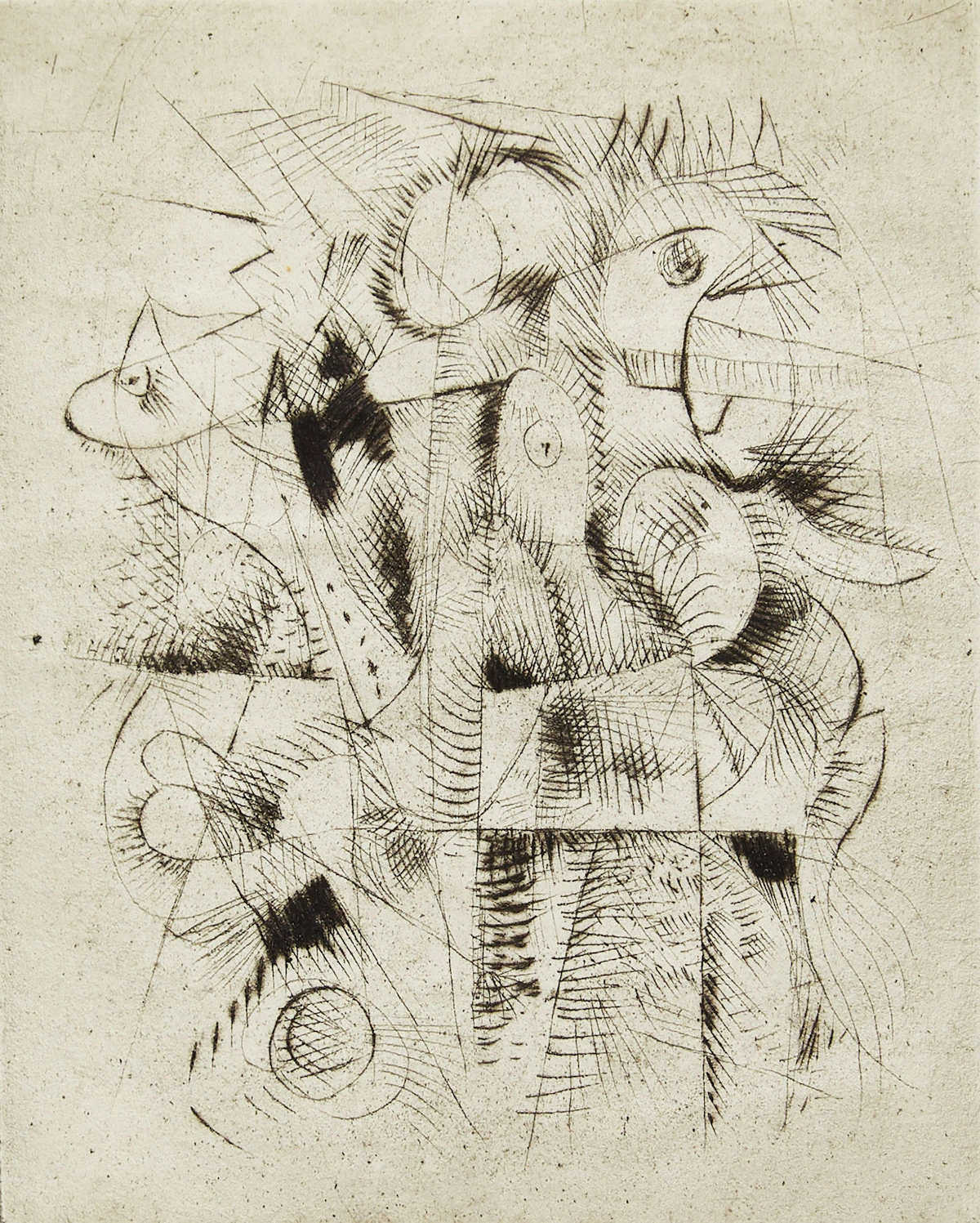 Léon Bellefleur, Untitled Abstraction, etching, 1958