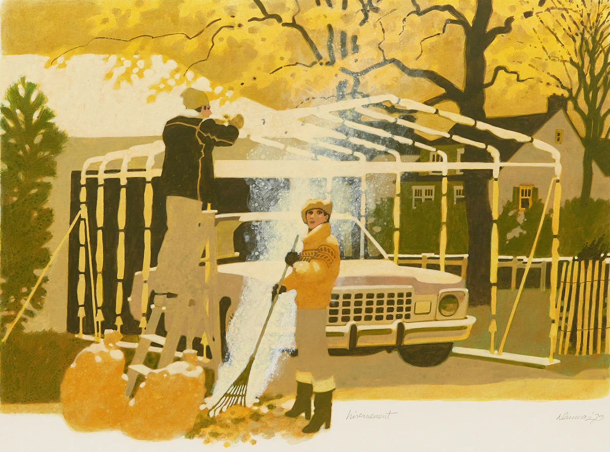 Antoine Dumas, Hivernement, acrylic on paper, 1979