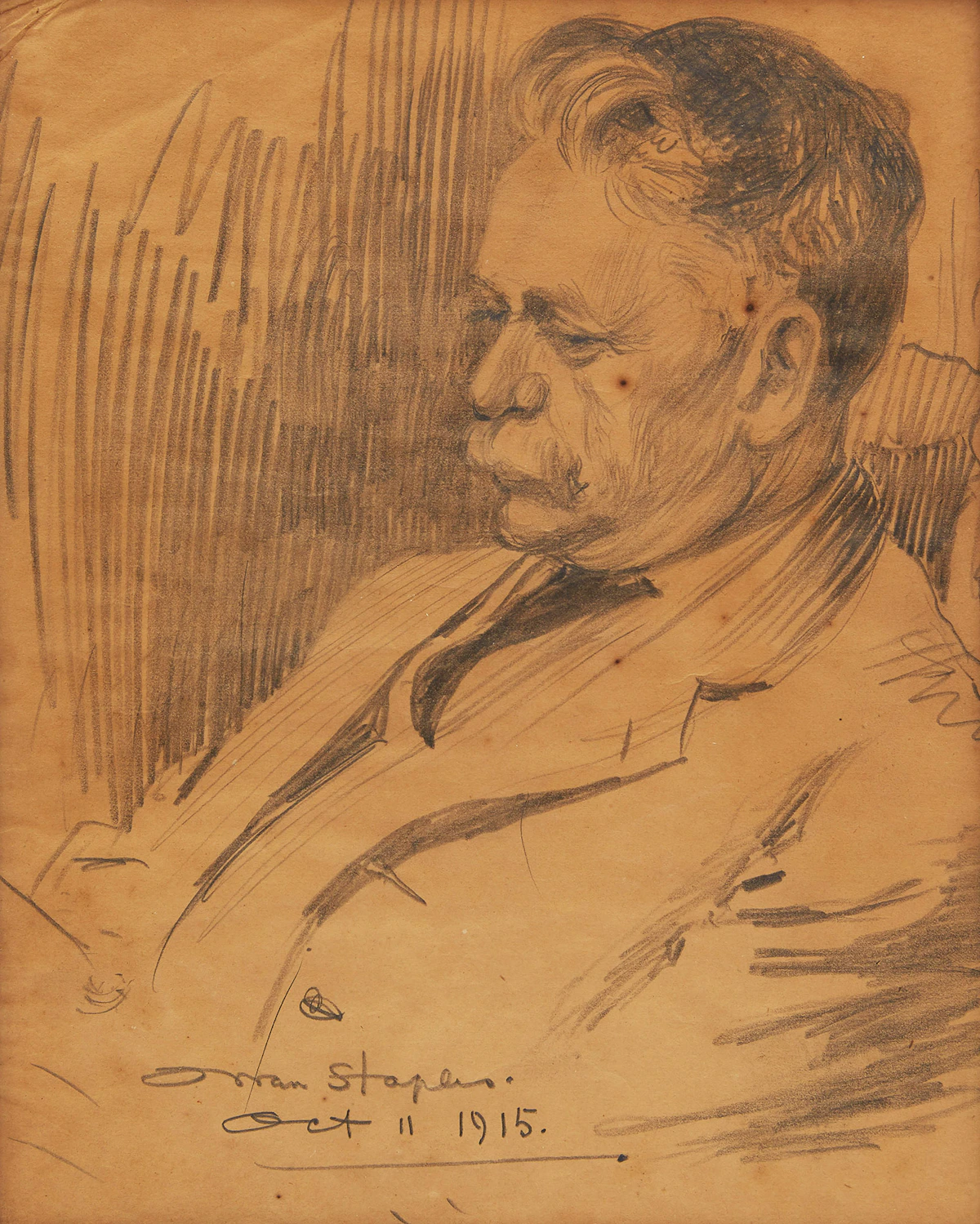 Owen Staples, Portrait of a Gentleman, graphite drawing, 1915