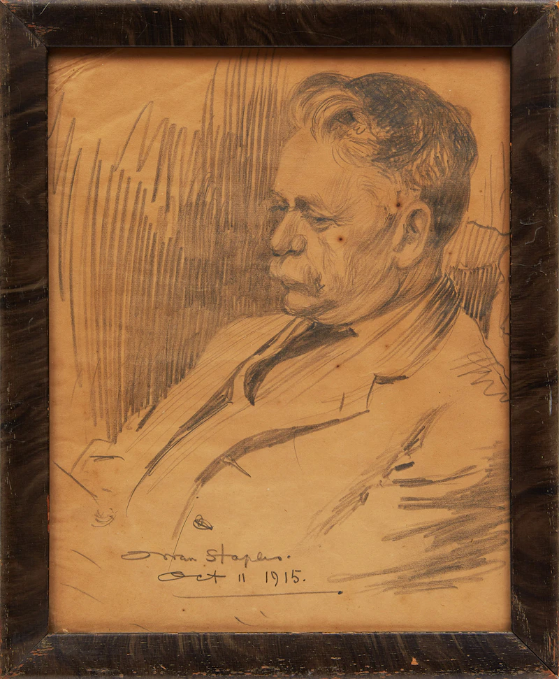 Owen Staples, Portrait of a Gentleman, graphite drawing, 1915 - view 2