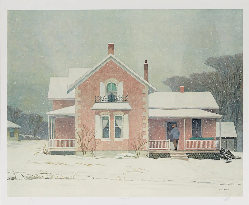 Alfred Joseph Casson, Rock Cluster Madawaska River, 1963; On the York River; Pink Farm House , three colour serigraphs - view 3
