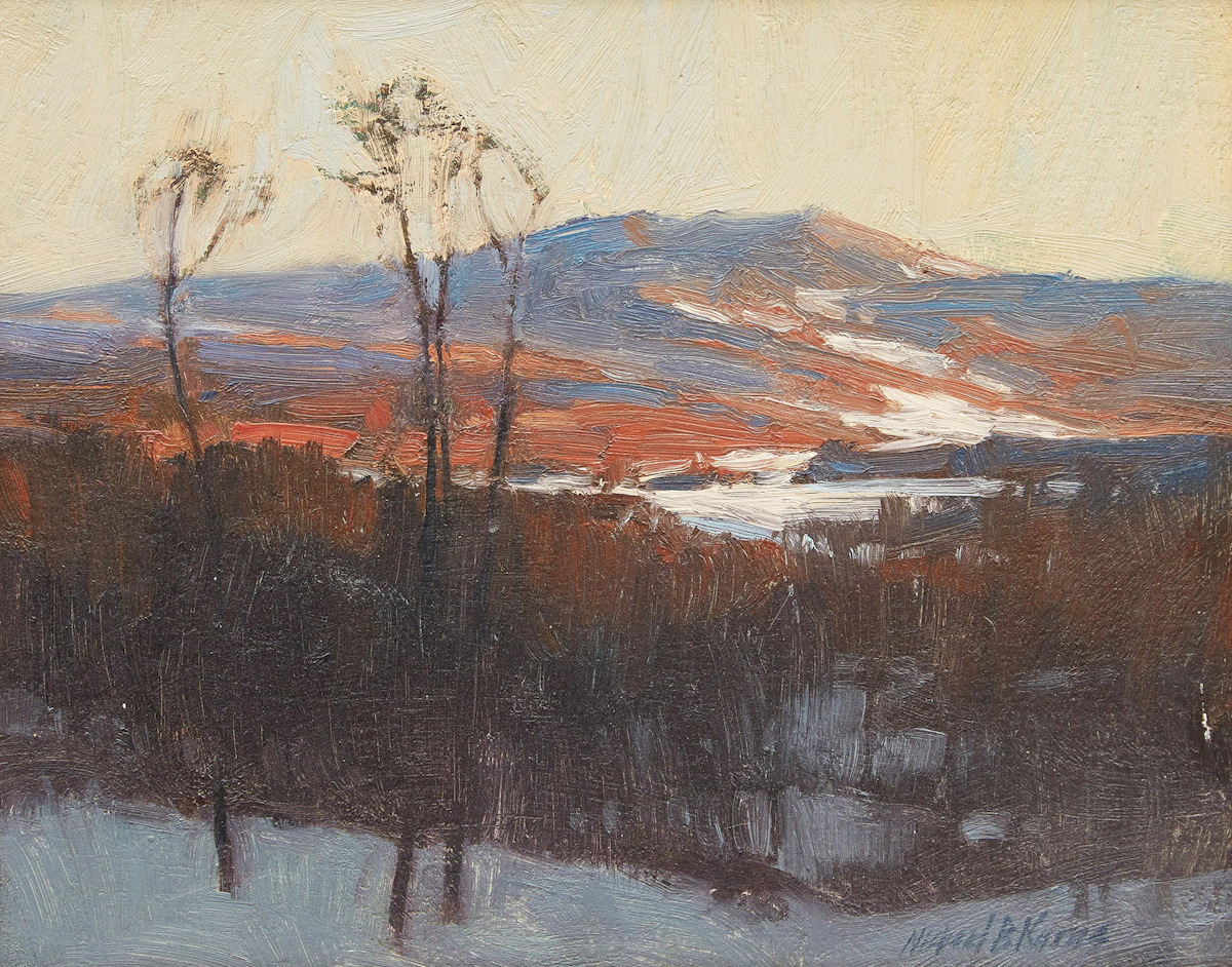 Michael B. Karas, Gatineau Hills from Gloucester Highway 401, Winter of 1981 , oil on board, 1981