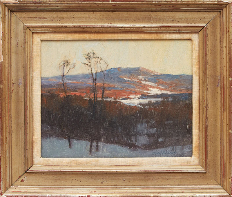 Michael B. Karas, Gatineau Hills from Gloucester Highway 401, Winter of 1981 , oil on board, 1981 - view 2