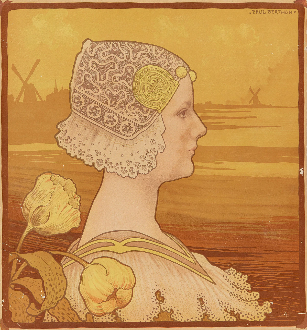 Paul Louis Joseph Berthon, Sa très gracieuse majesté la reine Wihelmine, colour lithograph, 1901