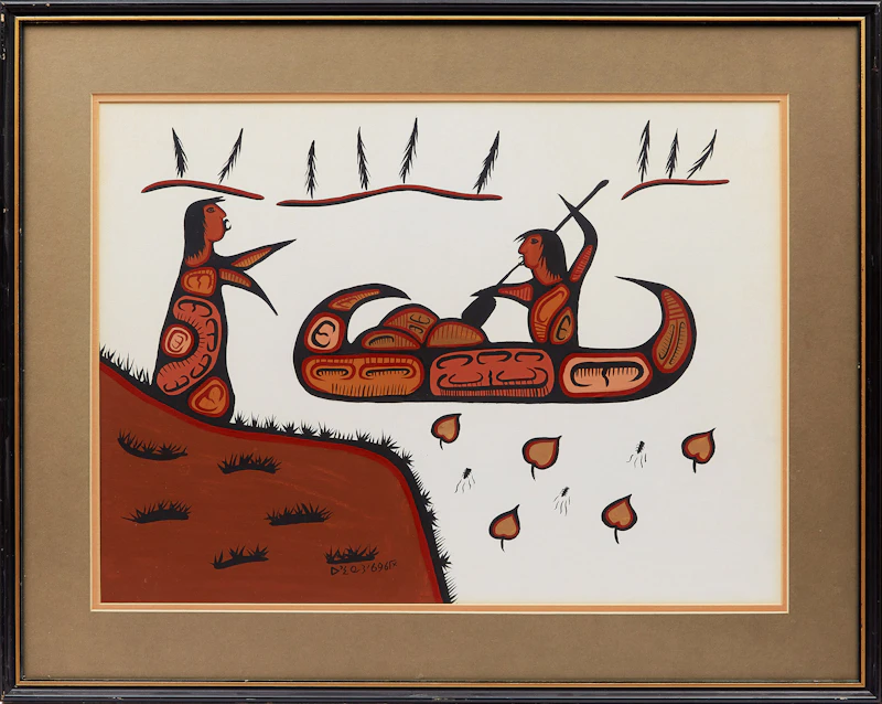 Robert Kakegamic, Canoeing, acrylic on paper, 1969 - view 2