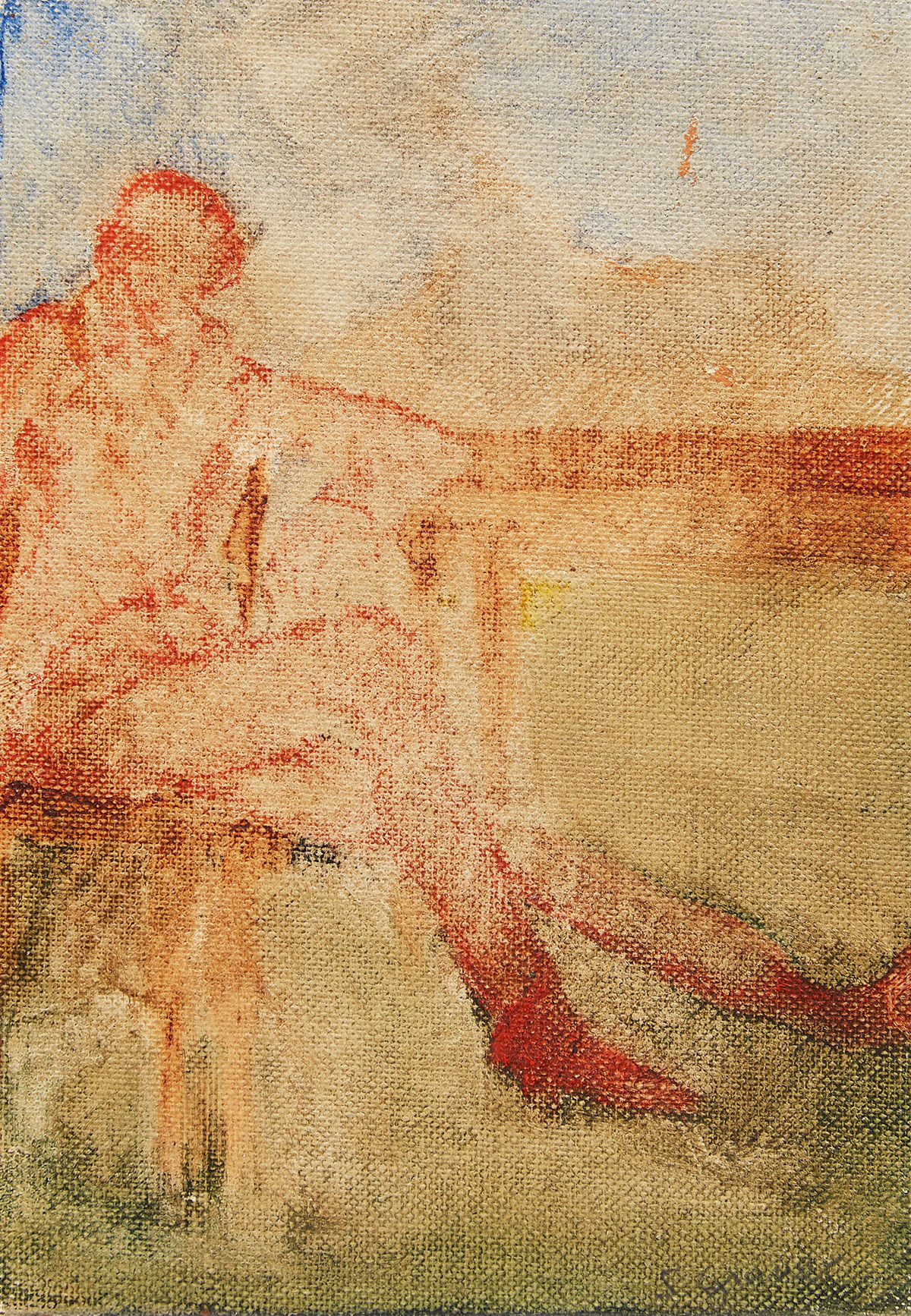 Sherry  Grauer, Seated Figure; Selection of Five Prints, oil on board; mixed media, 1967