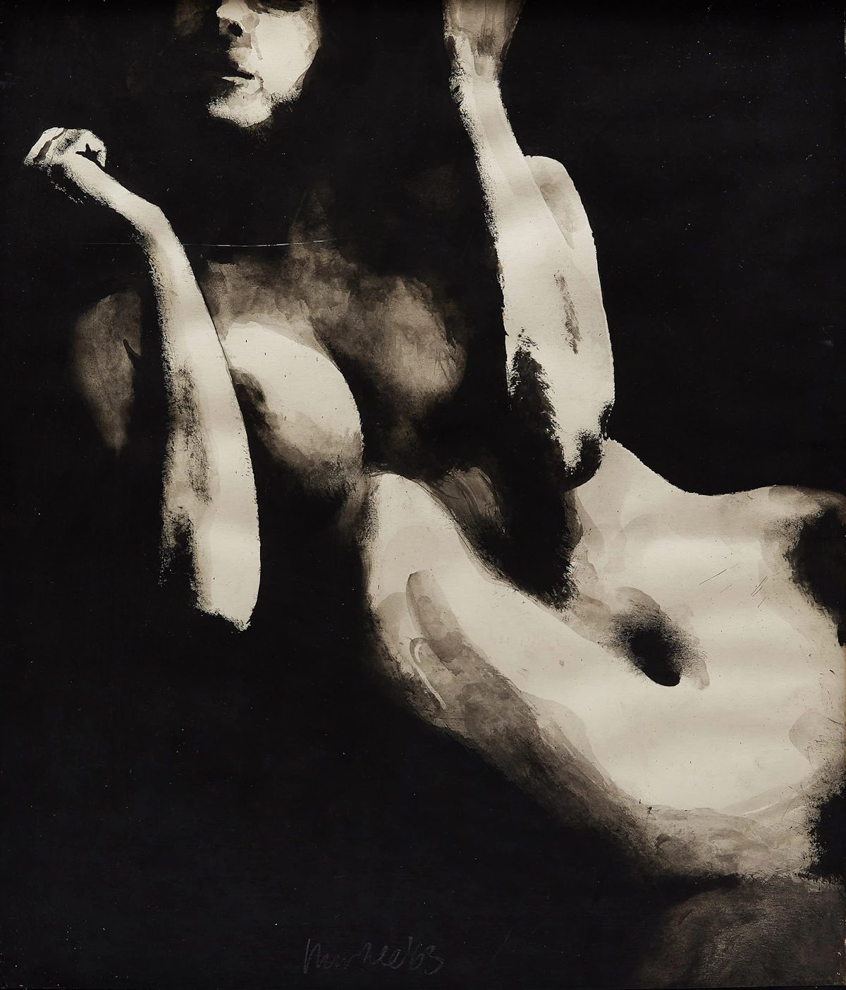 Robert Markle, Burlesque Series VII, gouache on paper, 1963