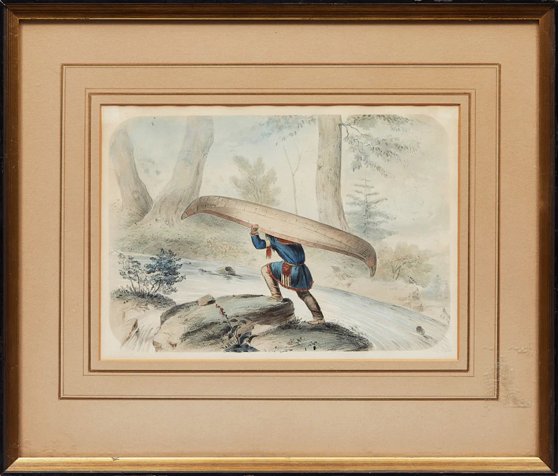 (After) Cornelius Krieghoff, The Portage , coloured lithograph - view 2