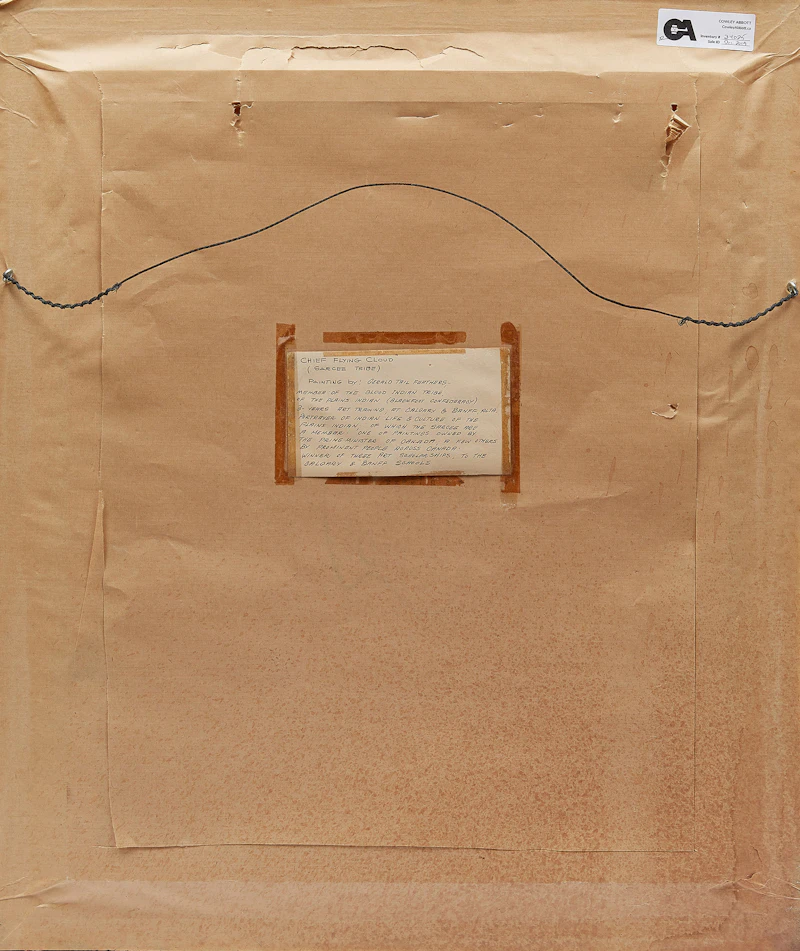 Gerald Tailfeathers, On the Lookout (Blood Scout / Chief Flying Cloud), oil on canvas board, 1961 - view 3