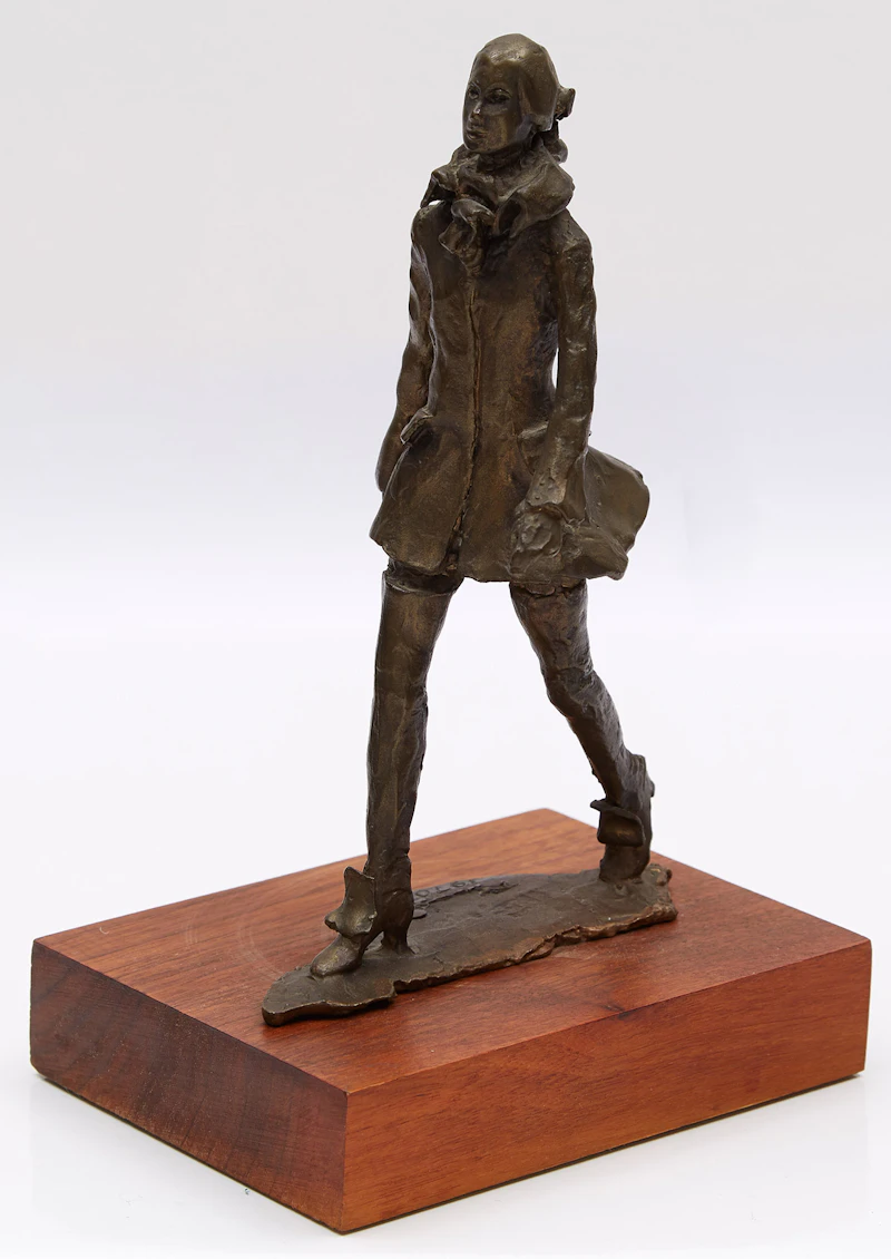 Unknown 20th Century Artist, Walking Figure with Umbrella, bronze, 1970 - view 2