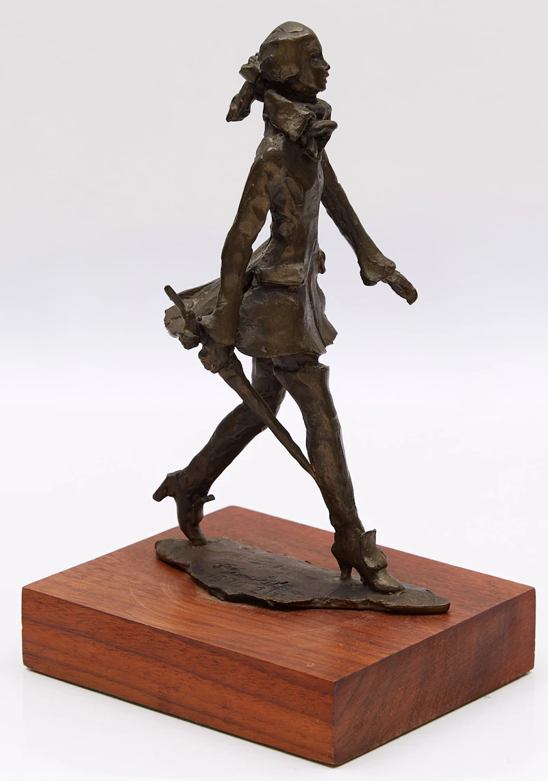 Unknown 20th Century Artist, Walking Figure with Umbrella, bronze, 1970 - view 3
