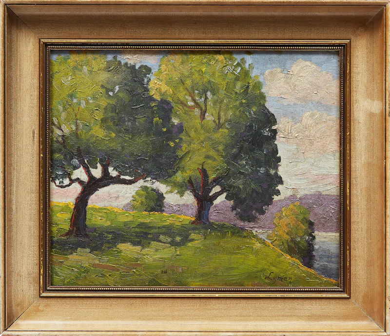(Attibuted to) John Goodwin Lyman, Landscape, oil on board - view 2