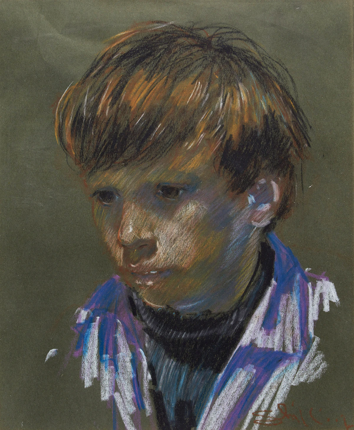 Arthur Shilling, Portrait of a Young Boy , pastel on paper