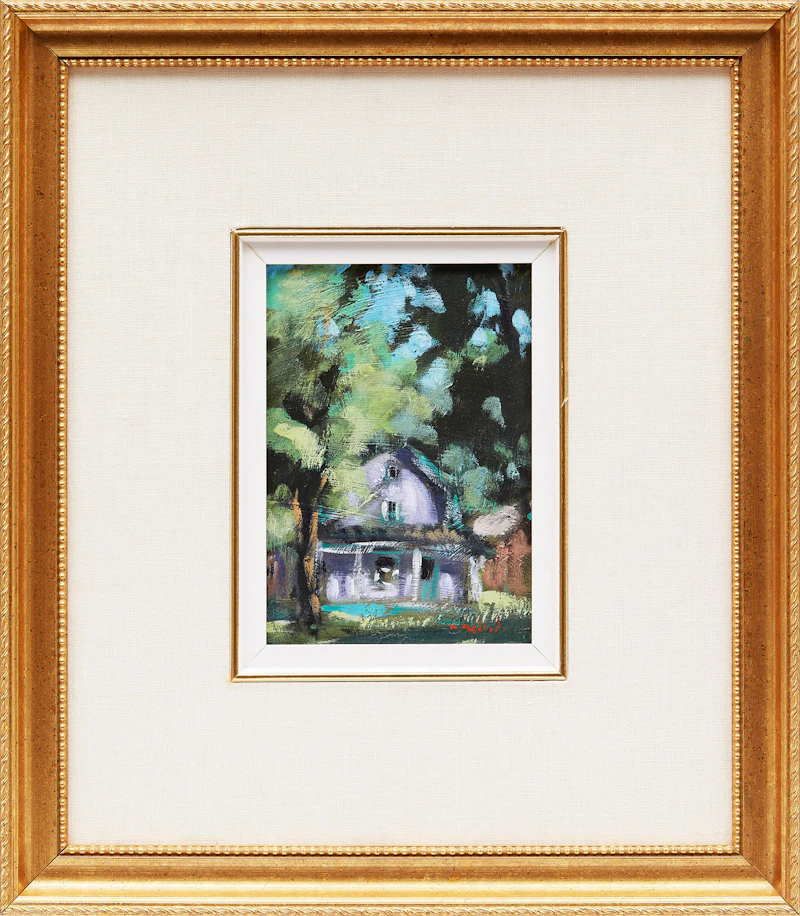 Pierre Bédard, La maison sous les arbres, oil on board - view 2