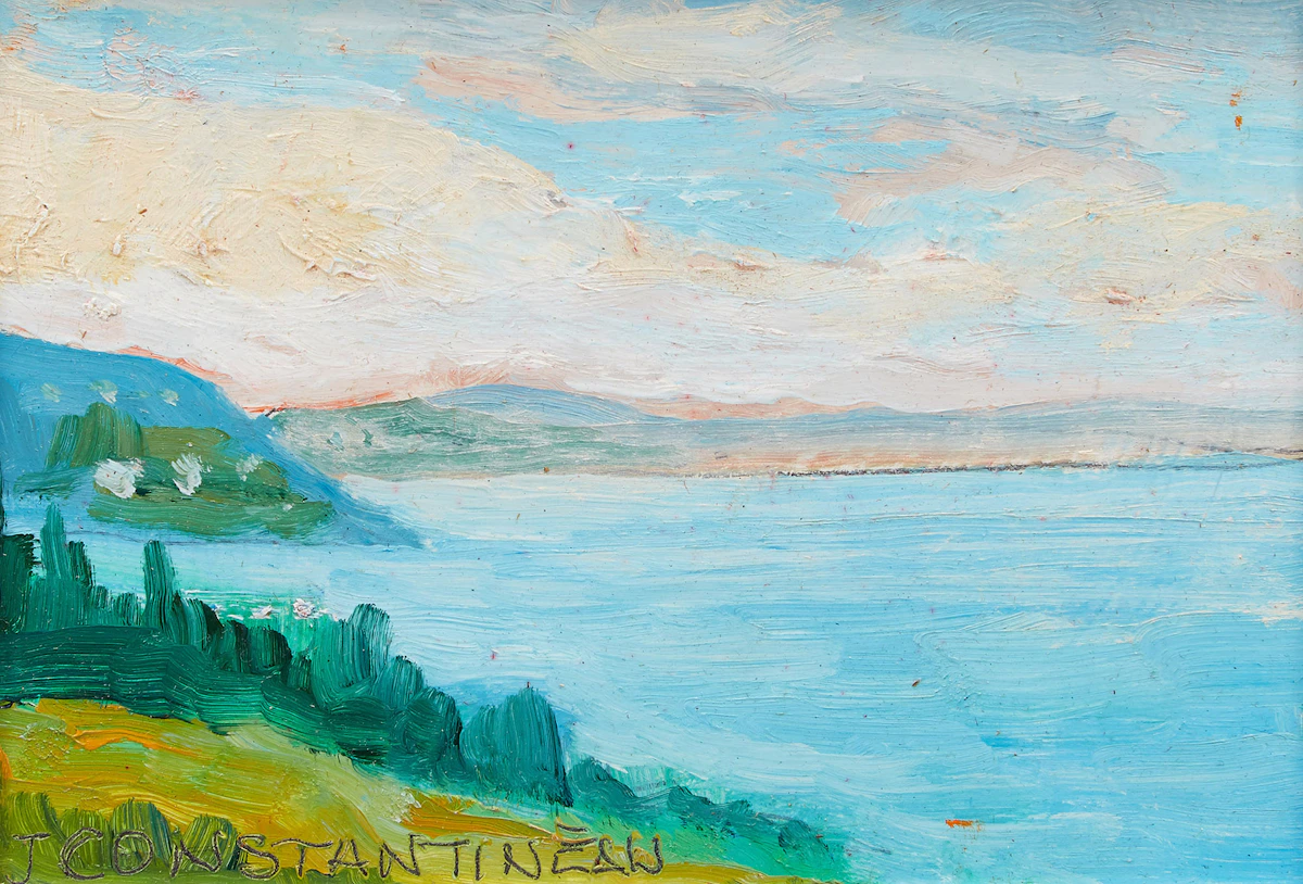 Jean Constantineau, St. Joseph de la Rive, oil on board, 1982