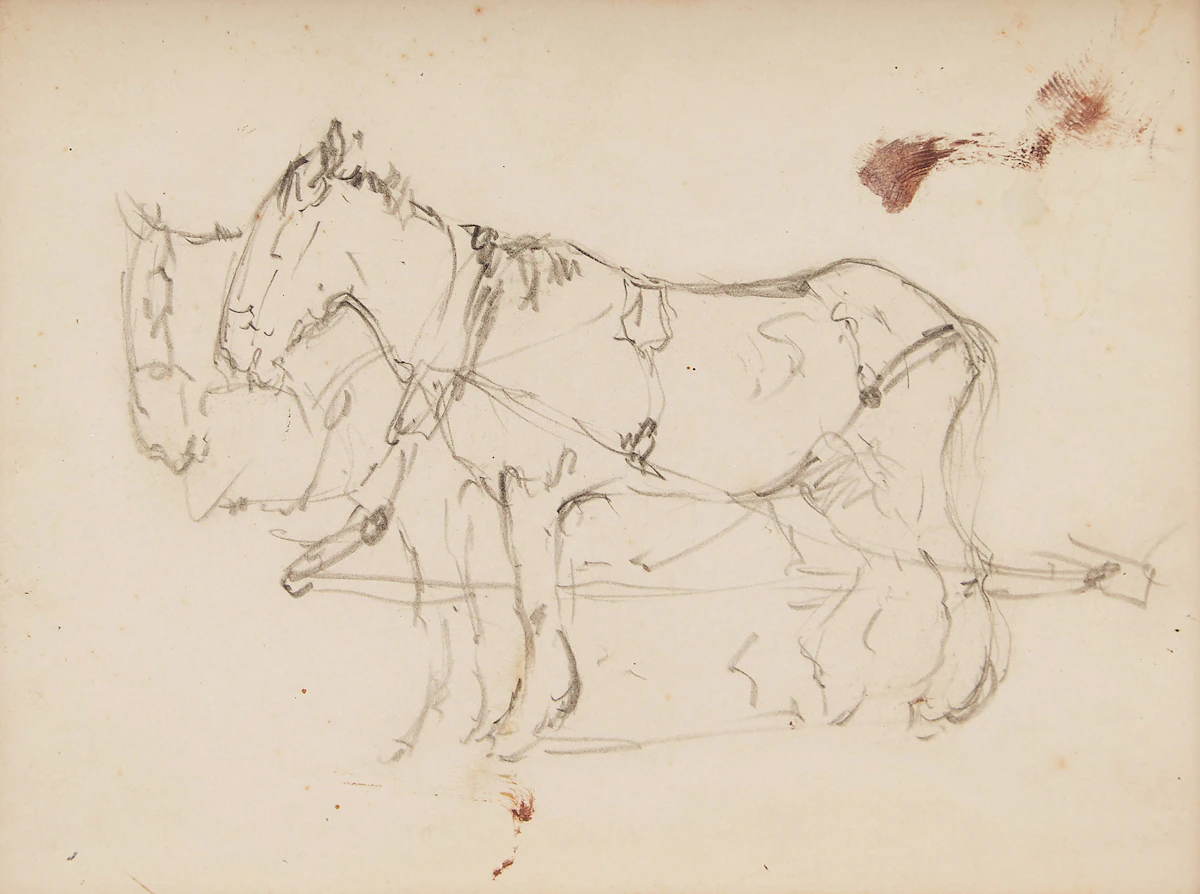Manly Edward MacDonald, Team of Horses; House by a Pond , two pencil sketches on paper