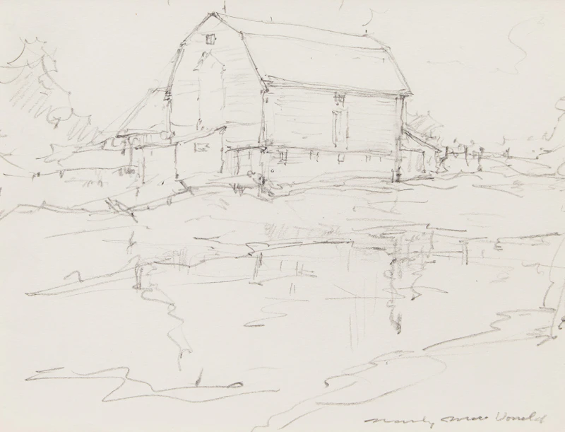 Manly Edward MacDonald, Team of Horses; House by a Pond , two pencil sketches on paper - view 5