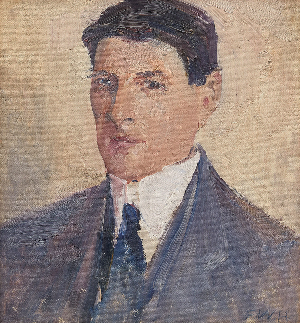 Frederick William Hutchison, Self Portrait, oil on board