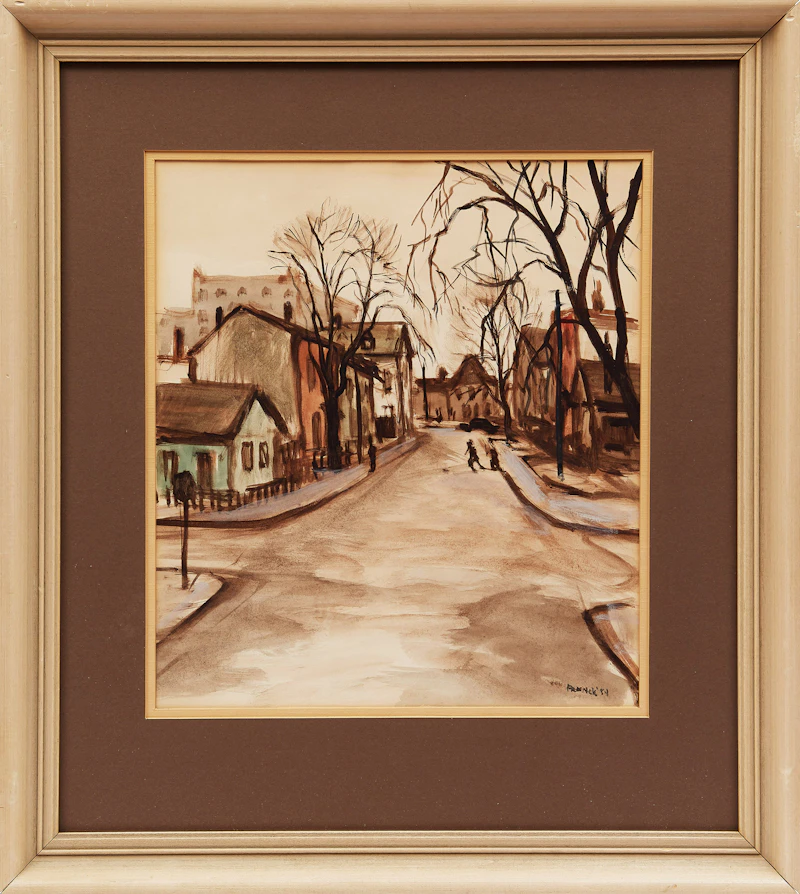 Albert Jacques Franck, Children Playing in the Street , watercolour, 1954 - view 2