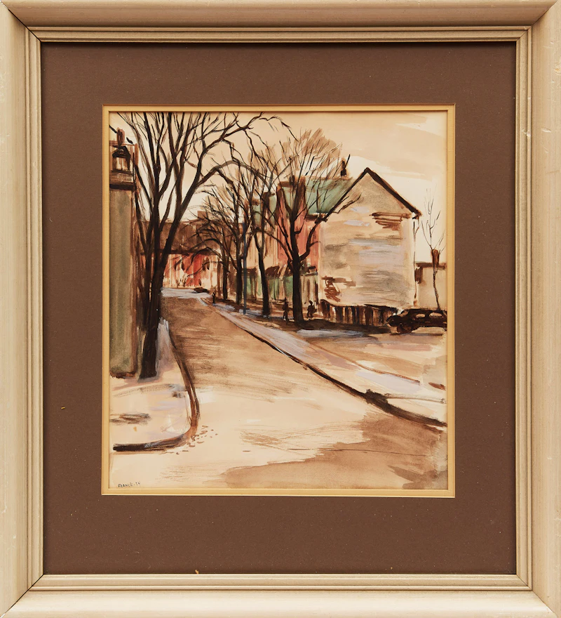Albert Jacques Franck, La Plante Ave from Hayter North , watercolour, 1954 - view 2
