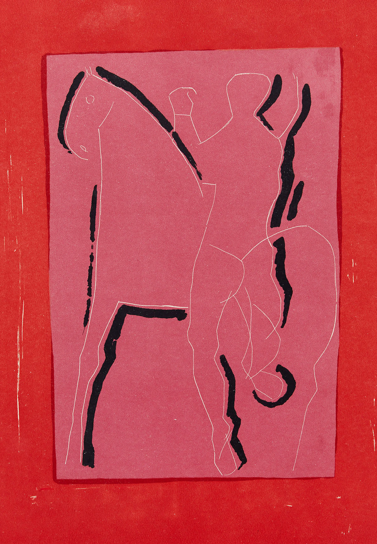 Marino Marini, Figure Mounting Horse , colour lithograph, 1953