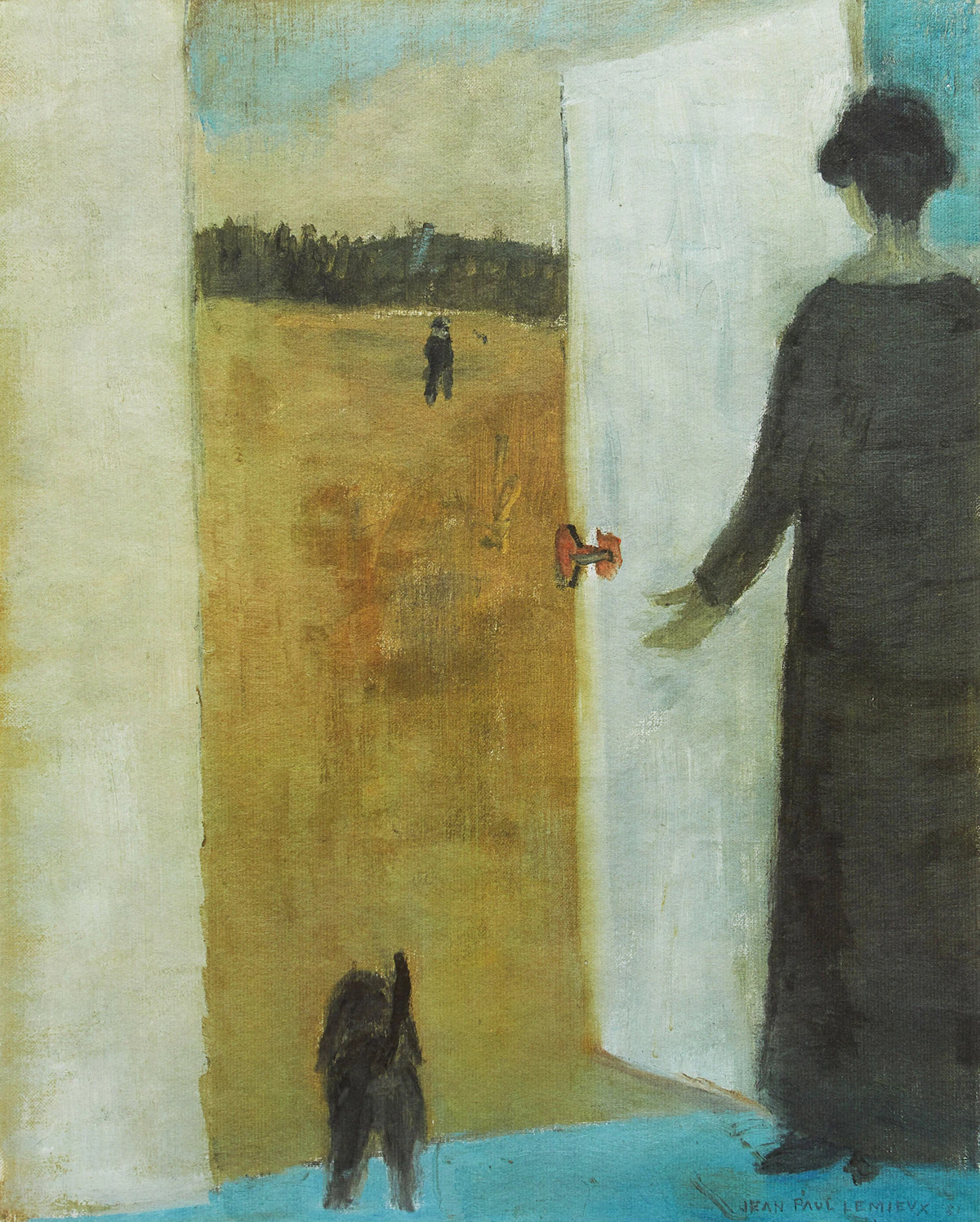 Jean Paul Lemieux, La Visite, colour lithograph