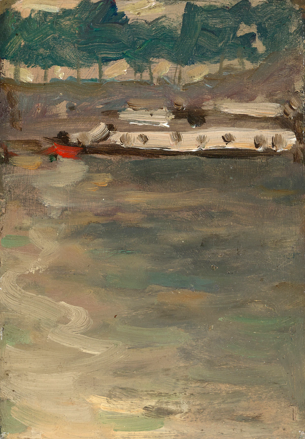 James Wilson Morrice, Boat at Charenton, oil on board