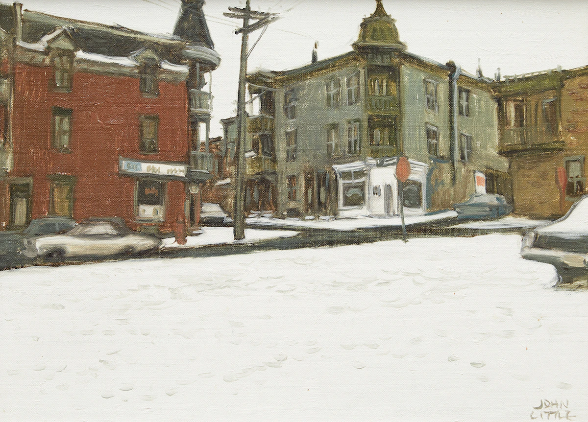 John Little, Coin Marie-Anne et Drolet, Montreal, oil on canvas, 1974