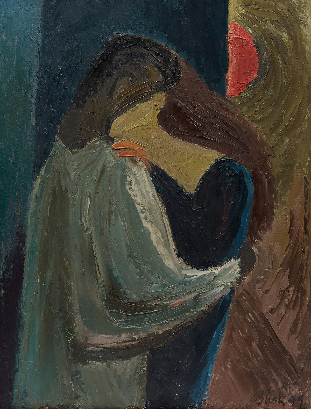 Jack Hamilton Bush, Lovers, oil on board, 1949