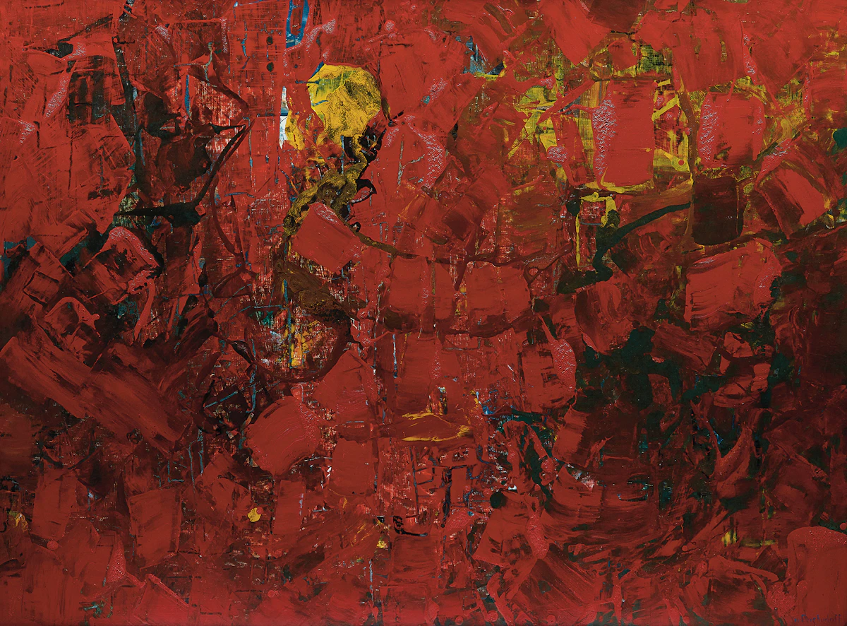 William Perehudoff, Abstraction , oil on board, circa 1958