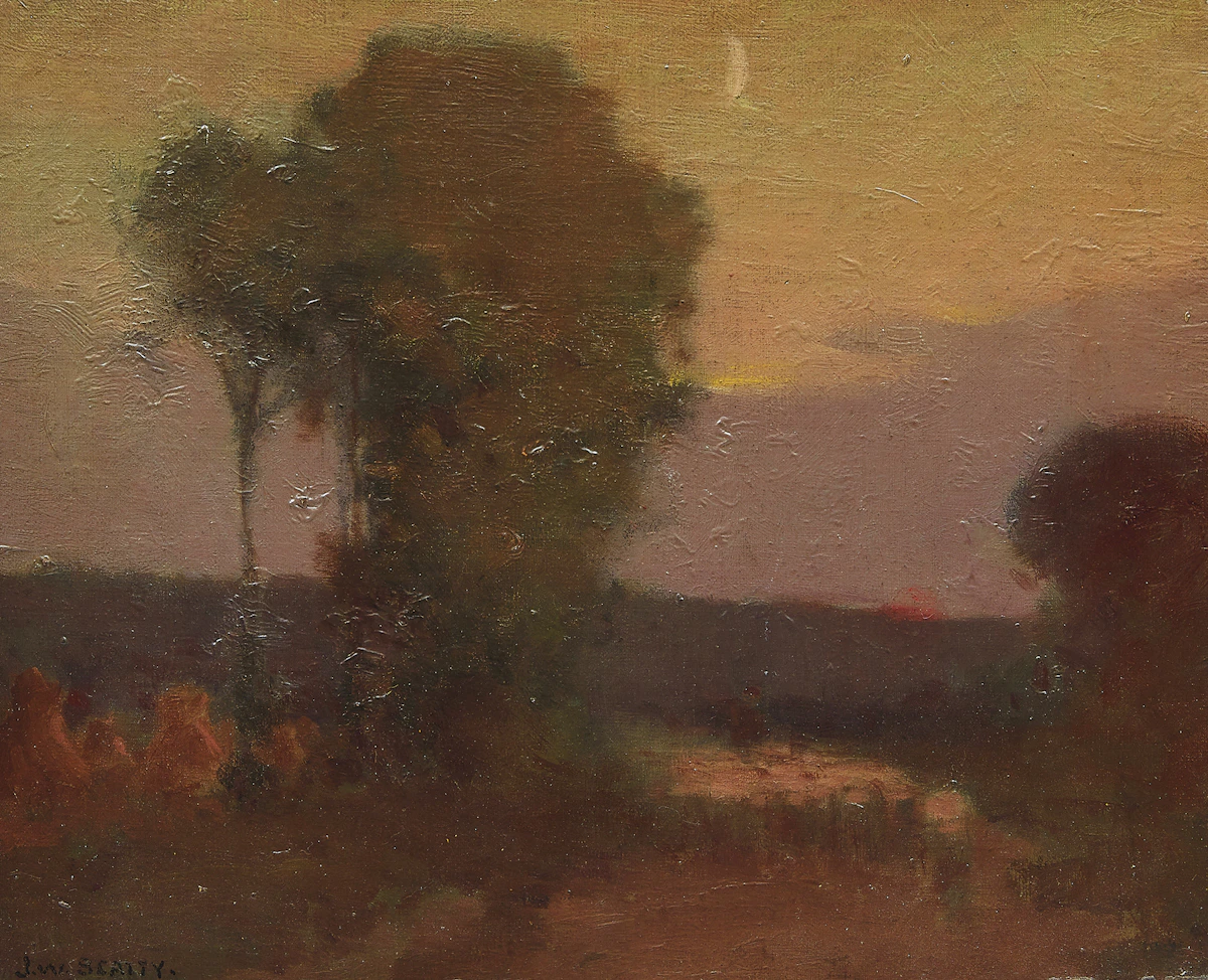 John William Beatty, Waxing Moon at Dusk, oil on canvas