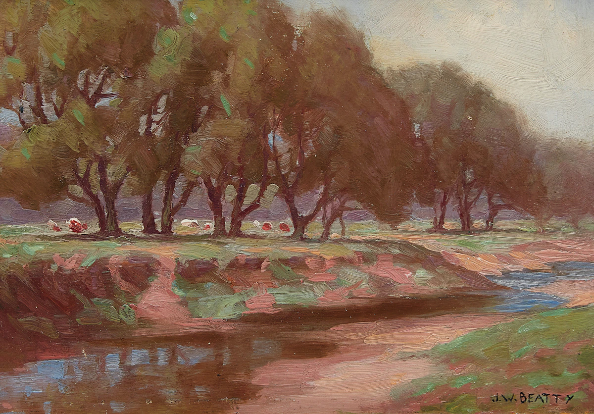 John William Beatty, Don Valley Pasture, oil on board