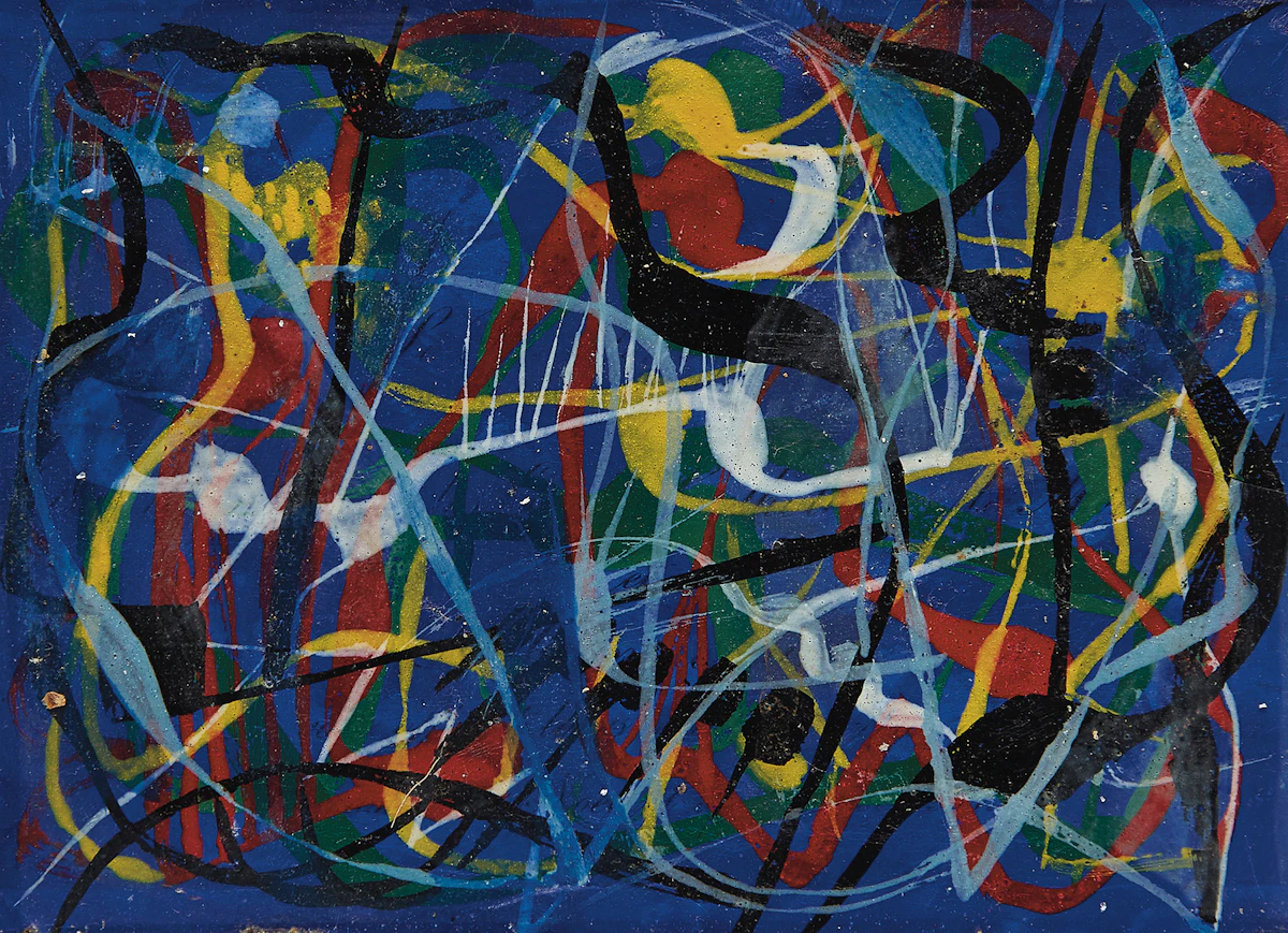 Léon Bellefleur, Abstract Composition, oil on paper, 1950